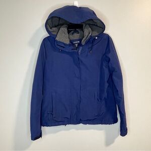 LANDS END Navy with Grey Fleece lined Jacket with Removable Hood Size XS (2-4)